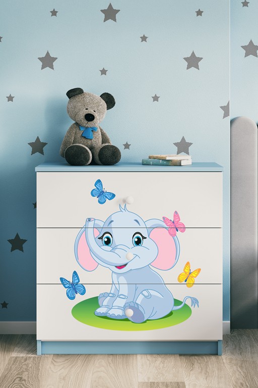 Chest of drawers babydreams blue baby elephant