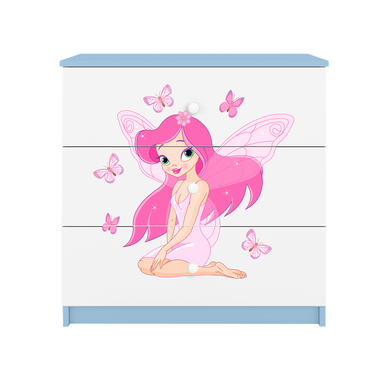Cassettiera per bambini baby dreams blue fairy with butterflies