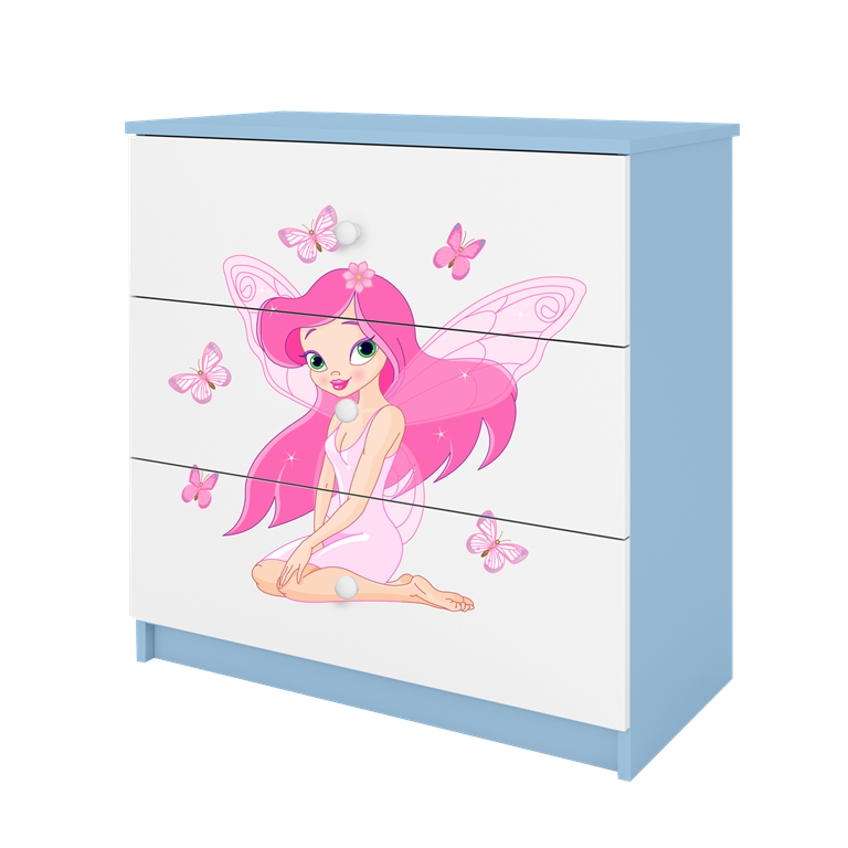 Cassettiera per bambini baby dreams blue fairy with butterflies