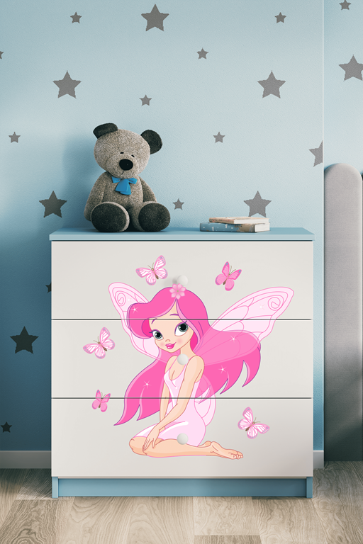 Cassettiera per bambini baby dreams blue fairy with butterflies