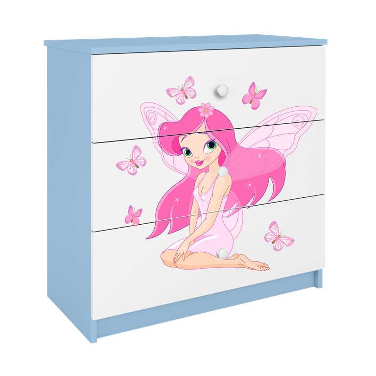 Chest of drawers babydreams blue fairy with butterflies