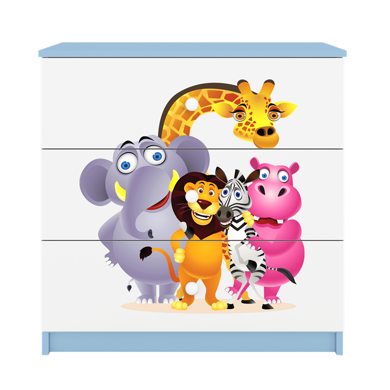 Cassettiera per bambini baby dreams blue zoo