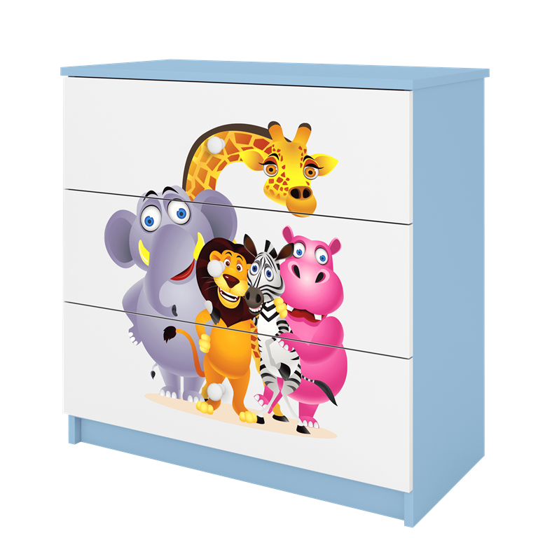 Cassettiera per bambini baby dreams blue zoo