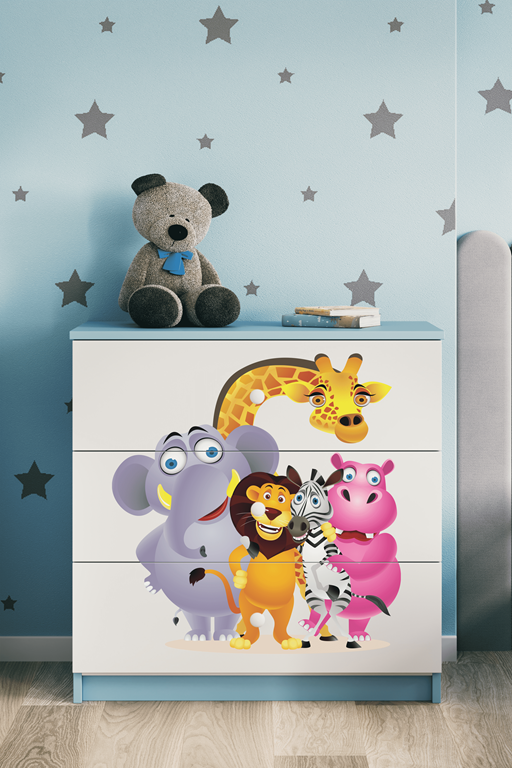 Cassettiera per bambini baby dreams blue zoo