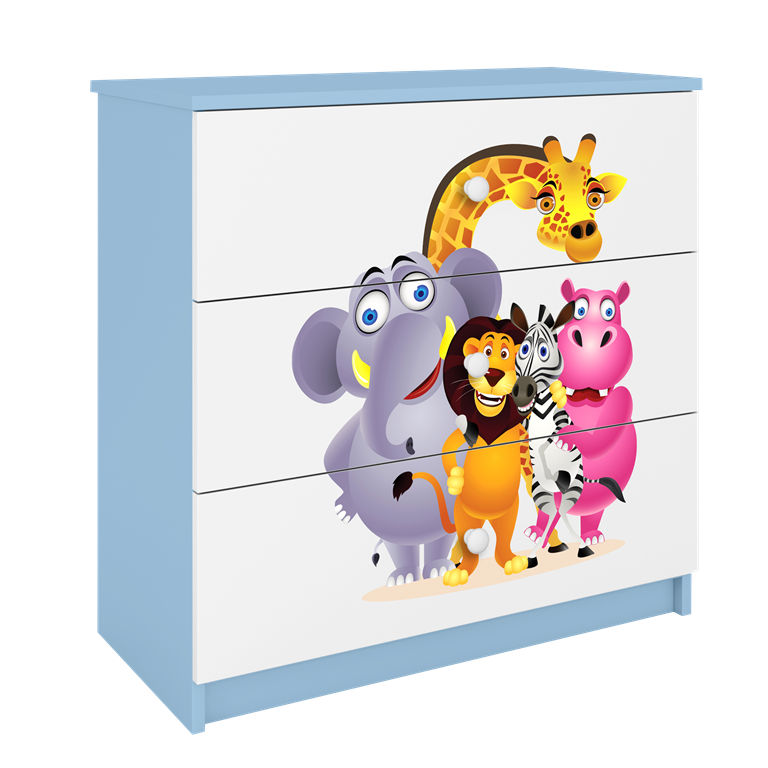 Cassettiera per bambini baby dreams blue zoo