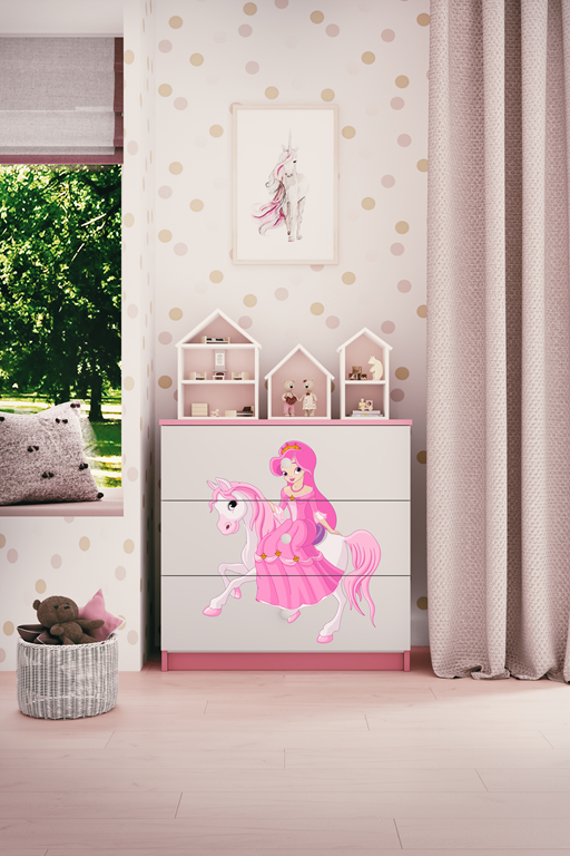 Chest of drawers babydreams pink princess on horse