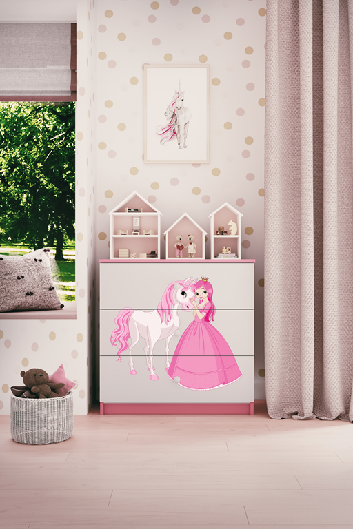 Chest of drawers babydreams pink princess horse