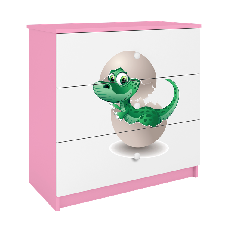Chest of drawers babydreams pink baby dino