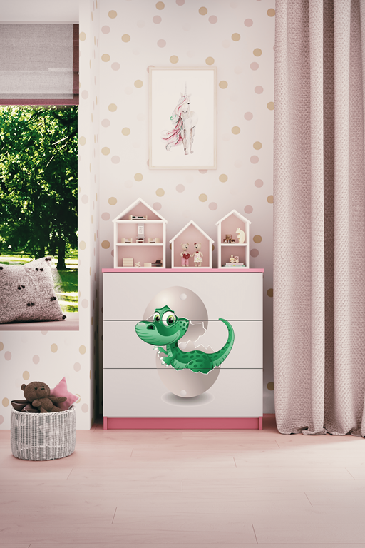 Chest of drawers babydreams pink baby dino