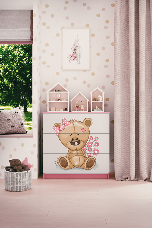 Chest of drawers babydreams pink teddybear flowers
