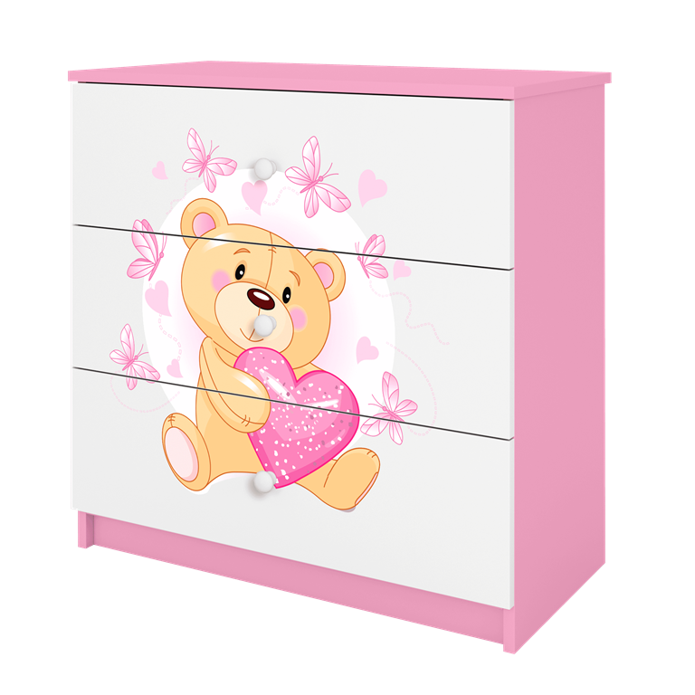 Chest of drawers babydreams pink teddybear butterflies