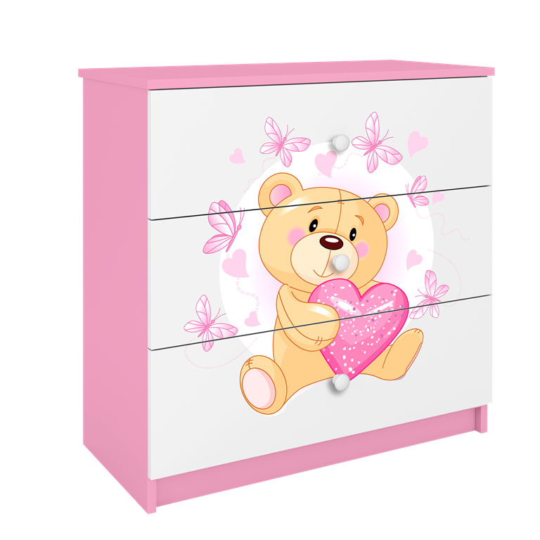 Chest of drawers babydreams pink teddybear butterflies