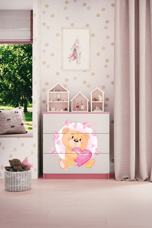 Chest of drawers babydreams pink teddybear butterflies