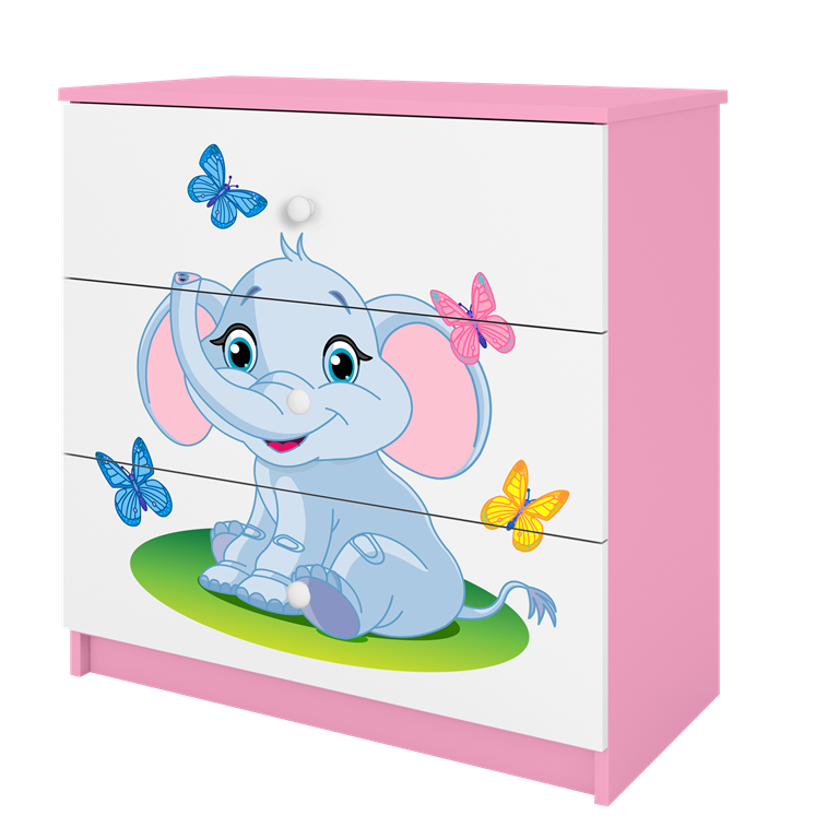 Chest of drawers babydreams pink baby elephant