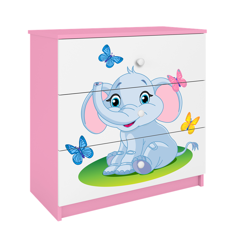 Chest of drawers babydreams pink baby elephant
