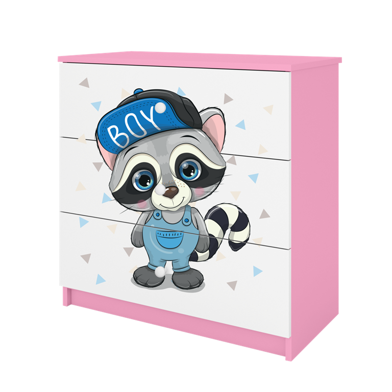 Cassettiera per bambini babydreams pink raccoon