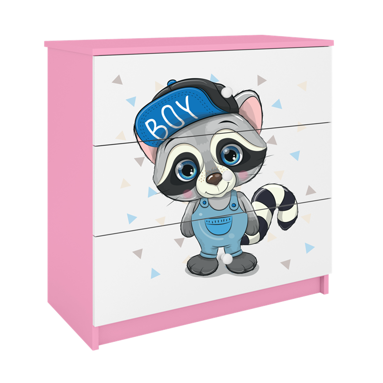 Cassettiera per bambini babydreams pink raccoon