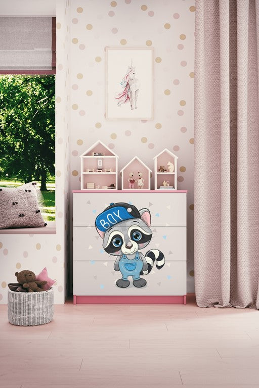 Cassettiera per bambini babydreams pink raccoon