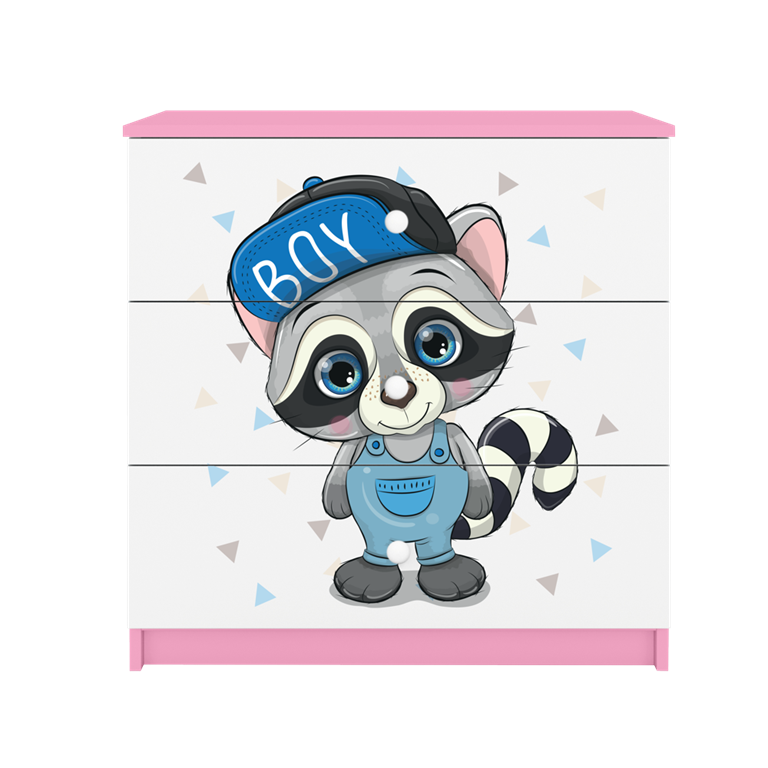 Cassettiera per bambini babydreams pink raccoon