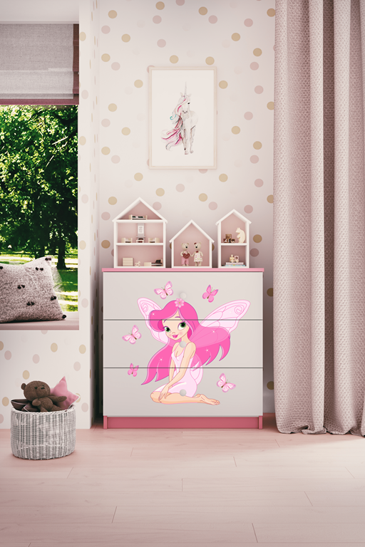 Chest of drawers babydreams pink fairy with butterflies