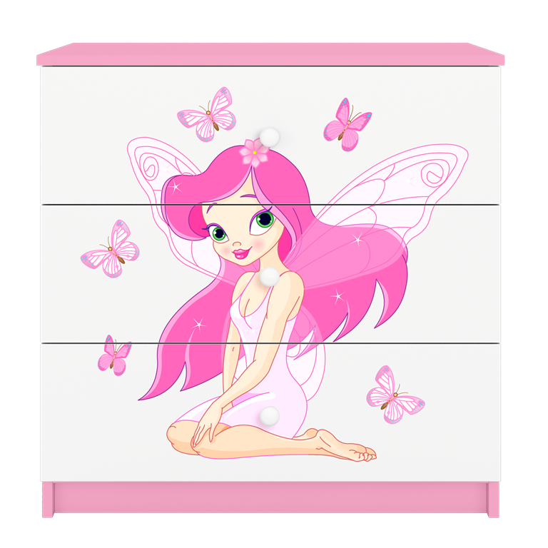 Chest of drawers babydreams pink fairy with butterflies