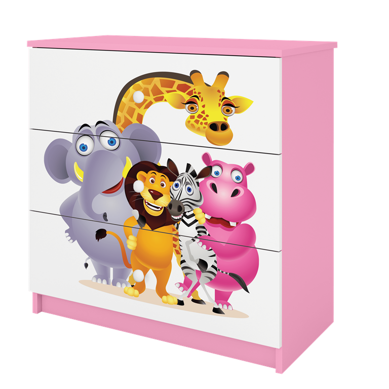 Cassettiera per bambini babydreams pink zoo
