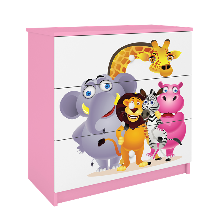 Cassettiera per bambini babydreams pink zoo