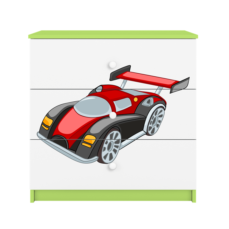 Chest of drawers babydreams green racing car