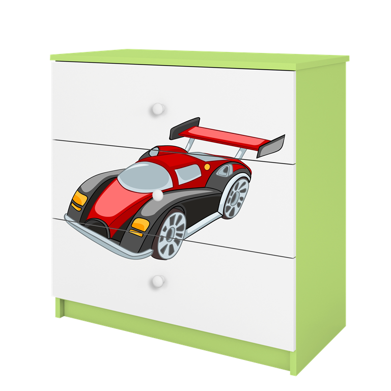 Chest of drawers babydreams green racing car