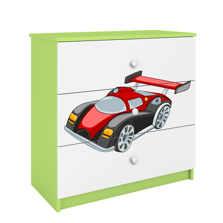 Chest of drawers babydreams green racing car