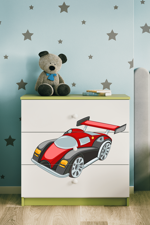 Chest of drawers babydreams green racing car