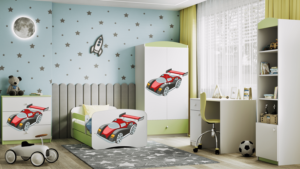 Chest of drawers babydreams green racing car