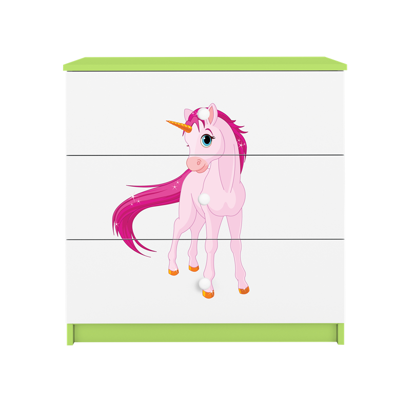 Cassettiera per bambini babydreams green unicorn