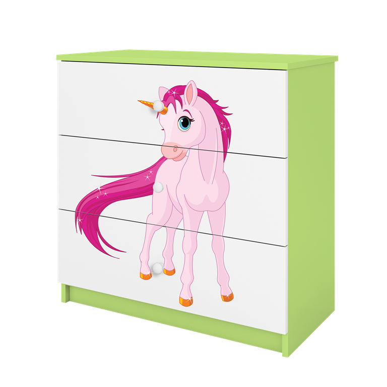 Cassettiera per bambini babydreams green unicorn