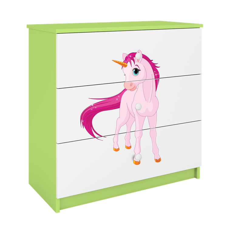 Cassettiera per bambini babydreams green unicorn