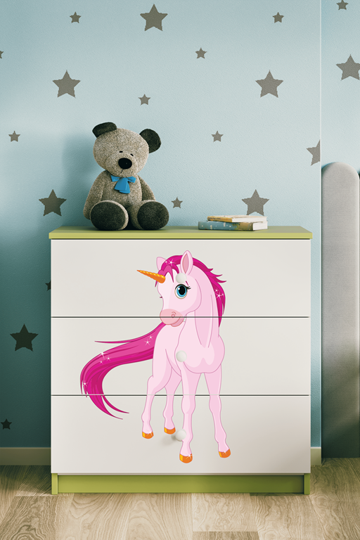Cassettiera per bambini babydreams green unicorn