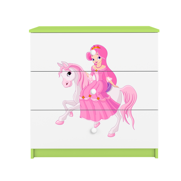 Chest of drawers babydreams green princess on horse