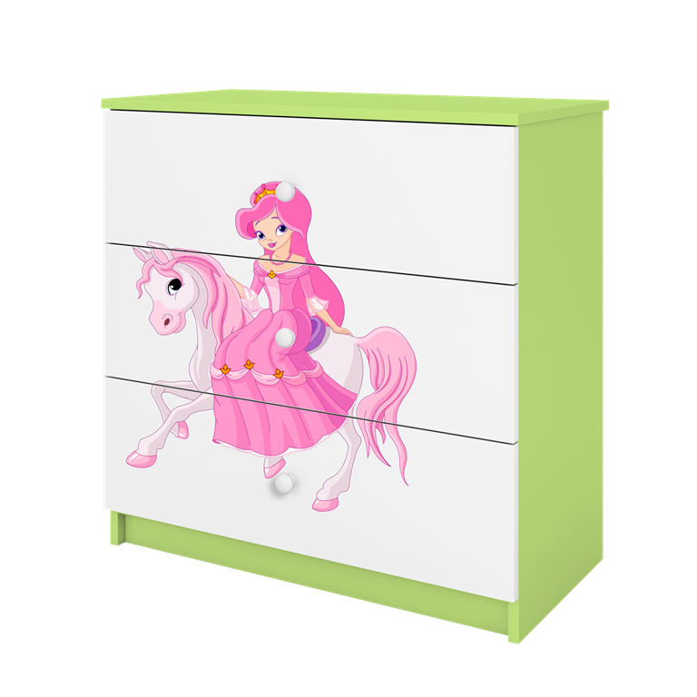 Chest of drawers babydreams green princess on horse