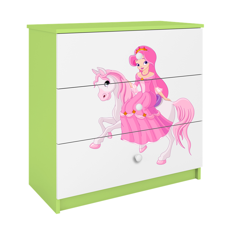 Chest of drawers babydreams green princess on horse