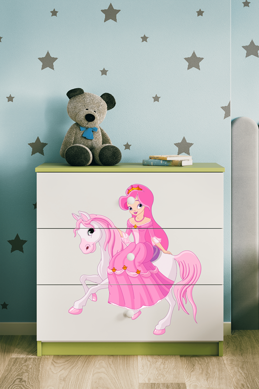 Chest of drawers babydreams green princess on horse