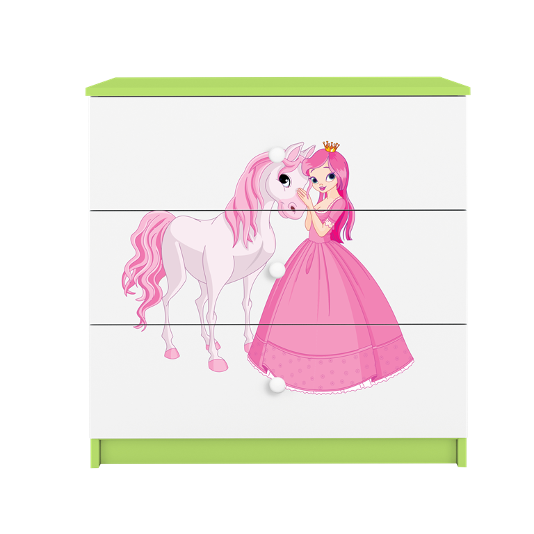 Chest of drawers babydreams green princess horse