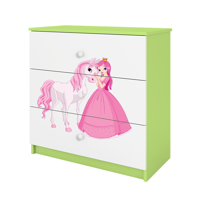 Chest of drawers babydreams green princess horse