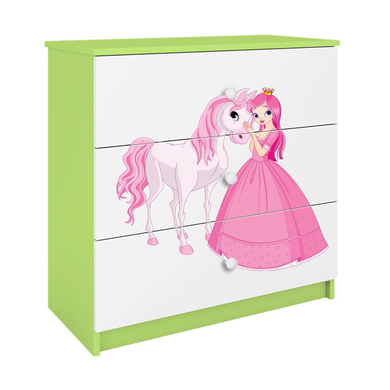 Chest of drawers babydreams green princess horse