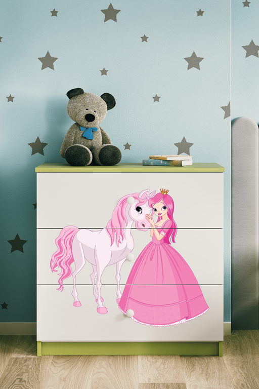 Chest of drawers babydreams green princess horse