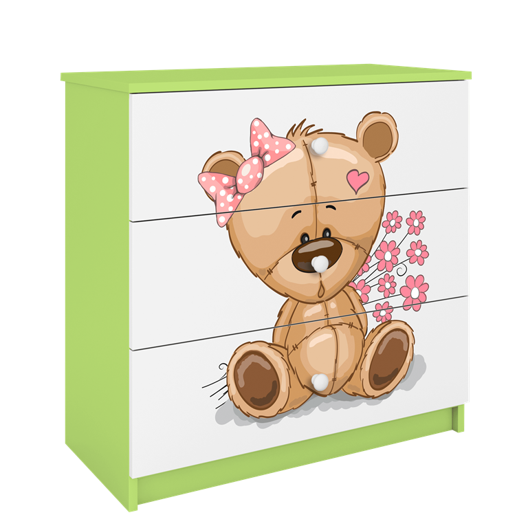 Chest of drawers babydreams green teddybear flowers