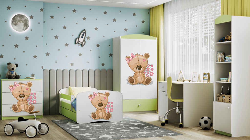 Chest of drawers babydreams green teddybear flowers