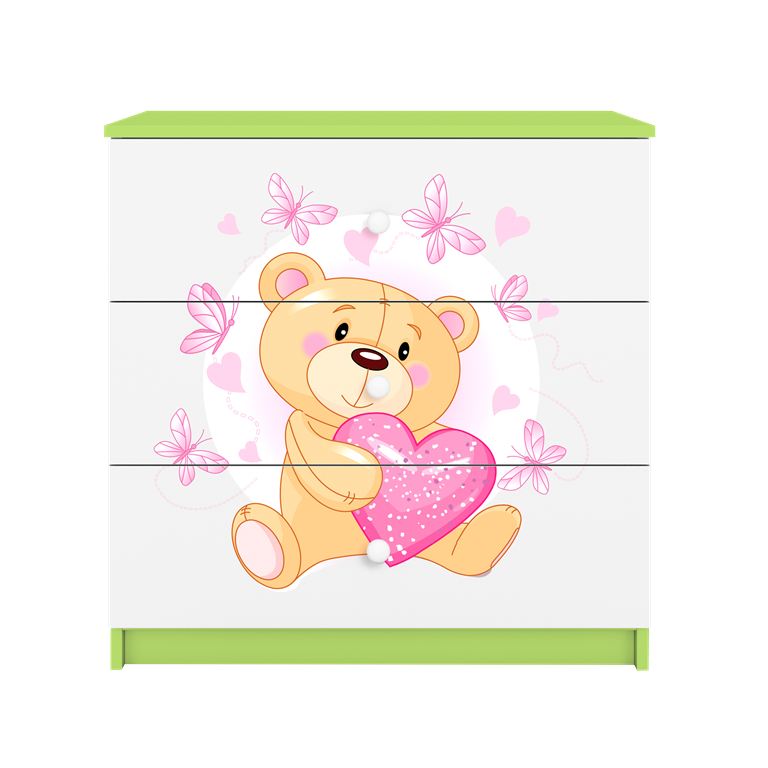 Chest of drawers babydreams green teddybear butterflies