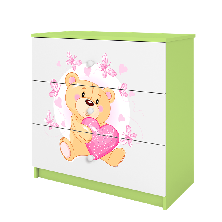 Chest of drawers babydreams green teddybear butterflies