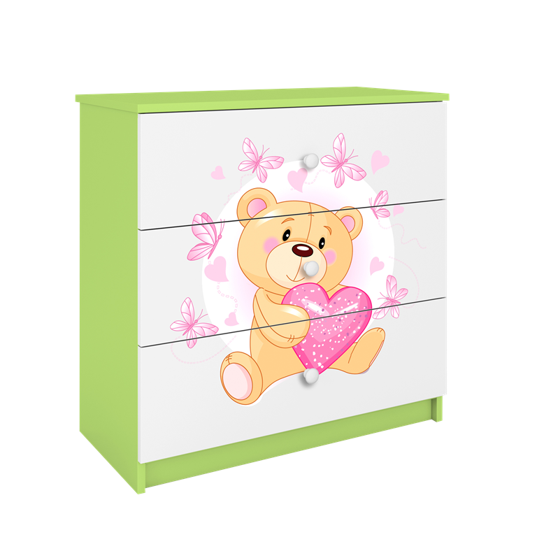 Chest of drawers babydreams green teddybear butterflies