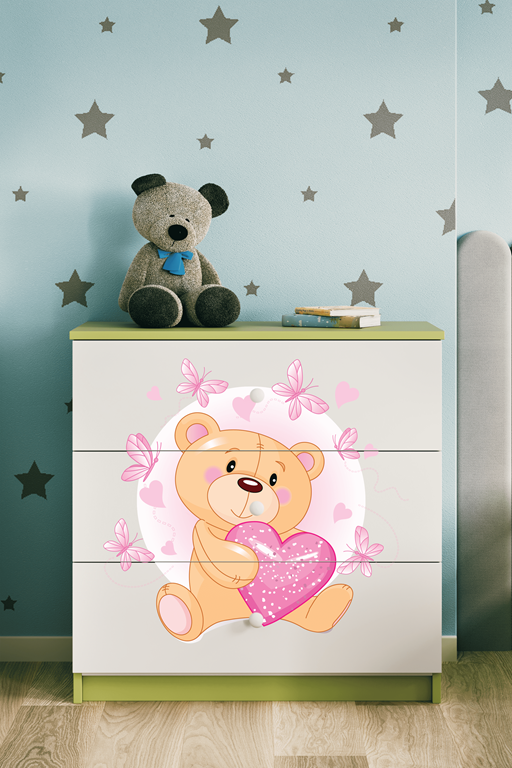 Chest of drawers babydreams green teddybear butterflies